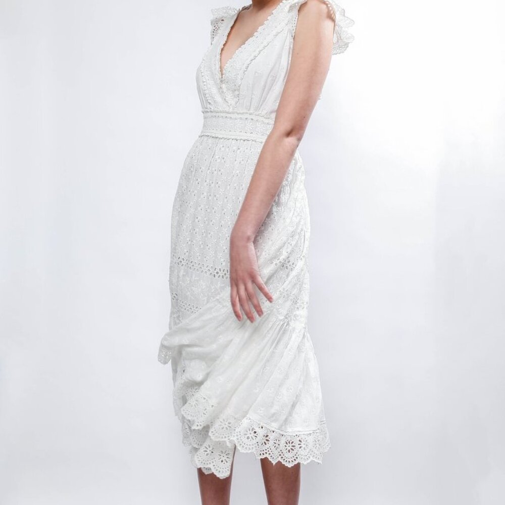 Ulla Johnson White Eyelet Lace Midi Dress